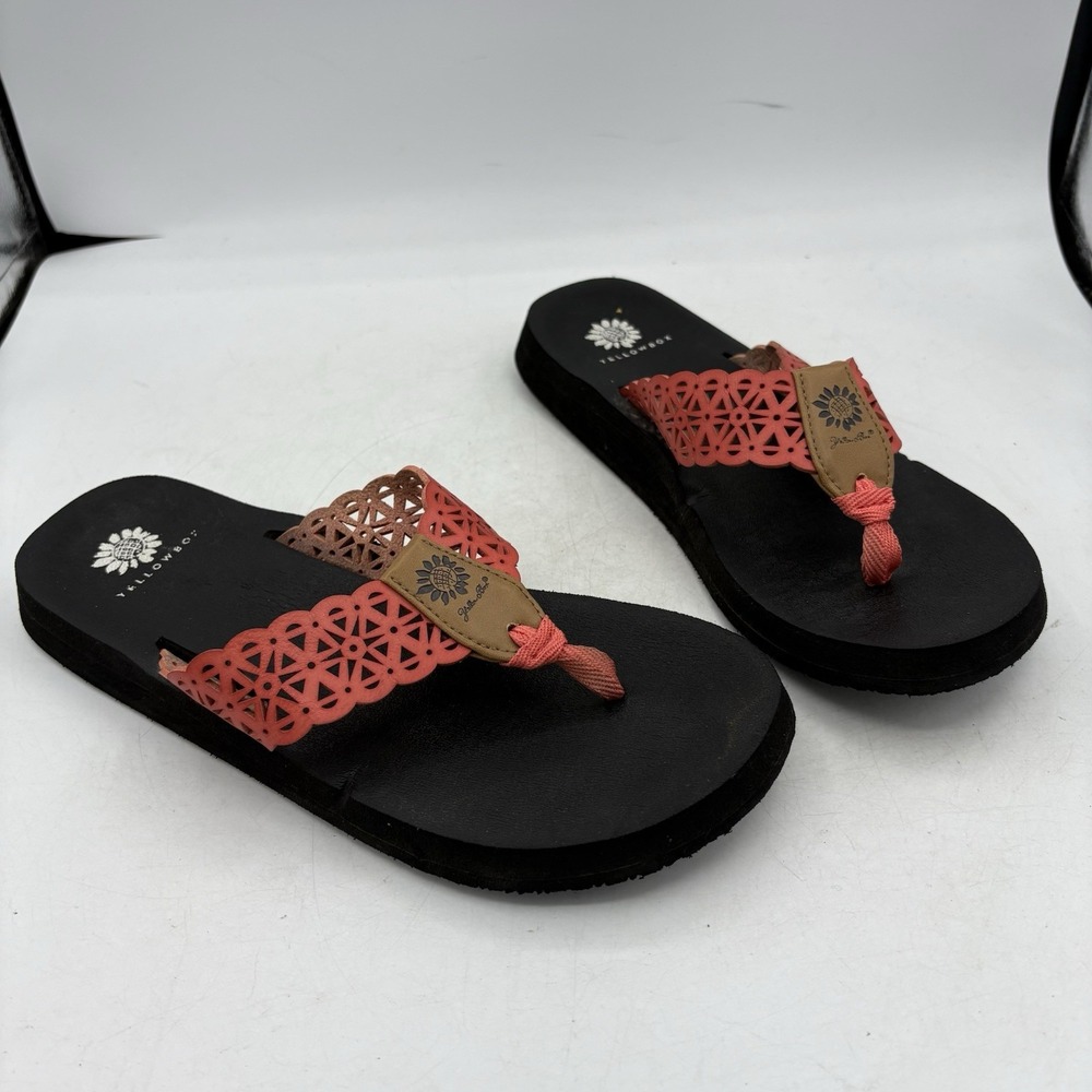 Yellow Box Sandals Womens Size 8.5 Fascell Reddish Orange Thong Flip Flop